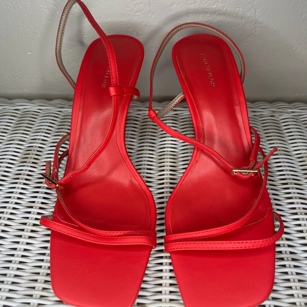 Ann Taylor Red Strappy Slingback Heels sz 7